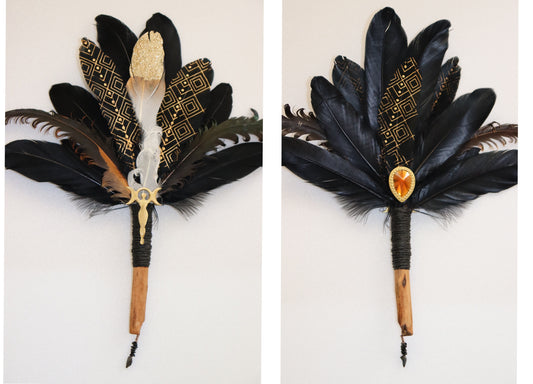 Fächer Schwarz-Gold