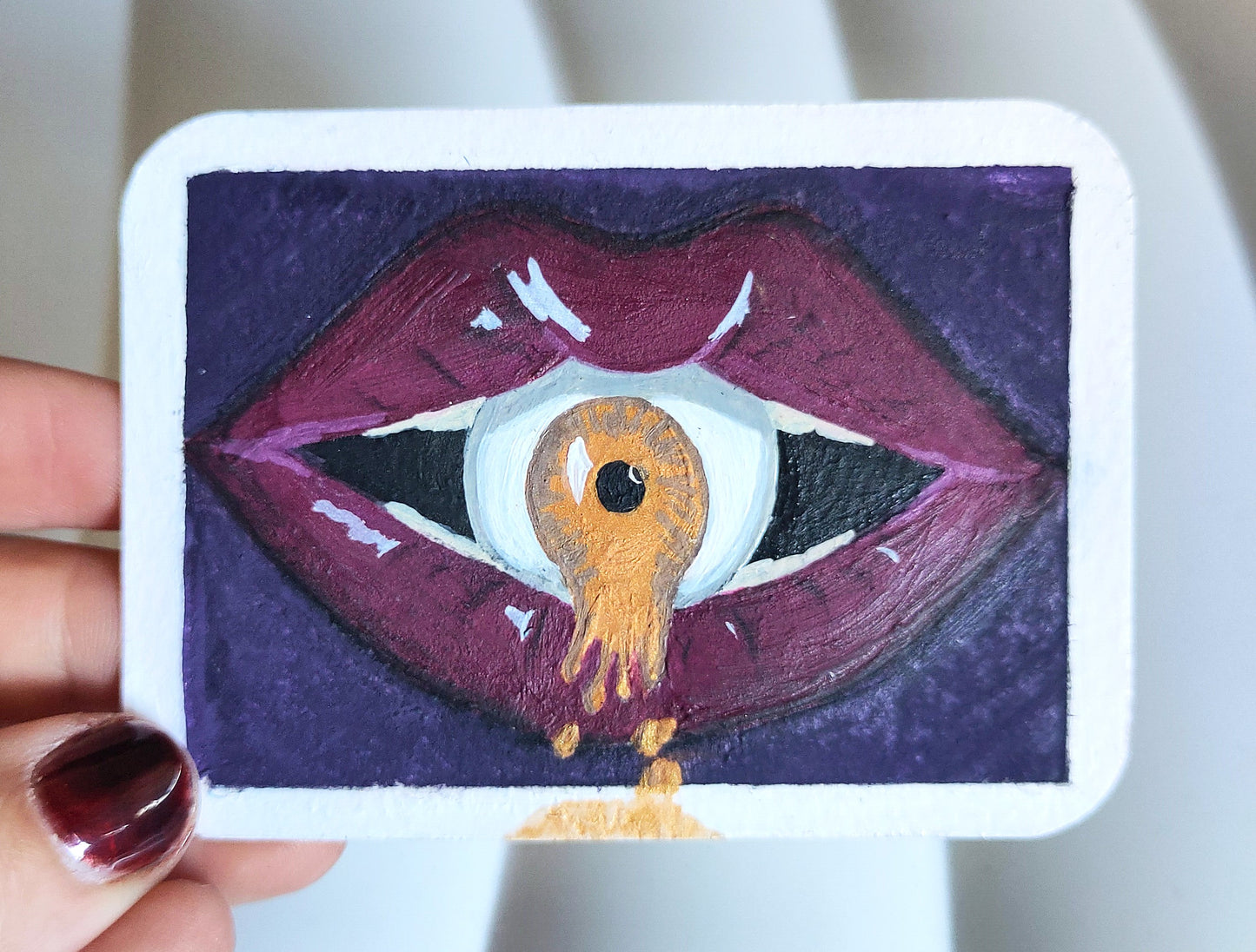 Original ACEO - No. 3 Lips with Eyes