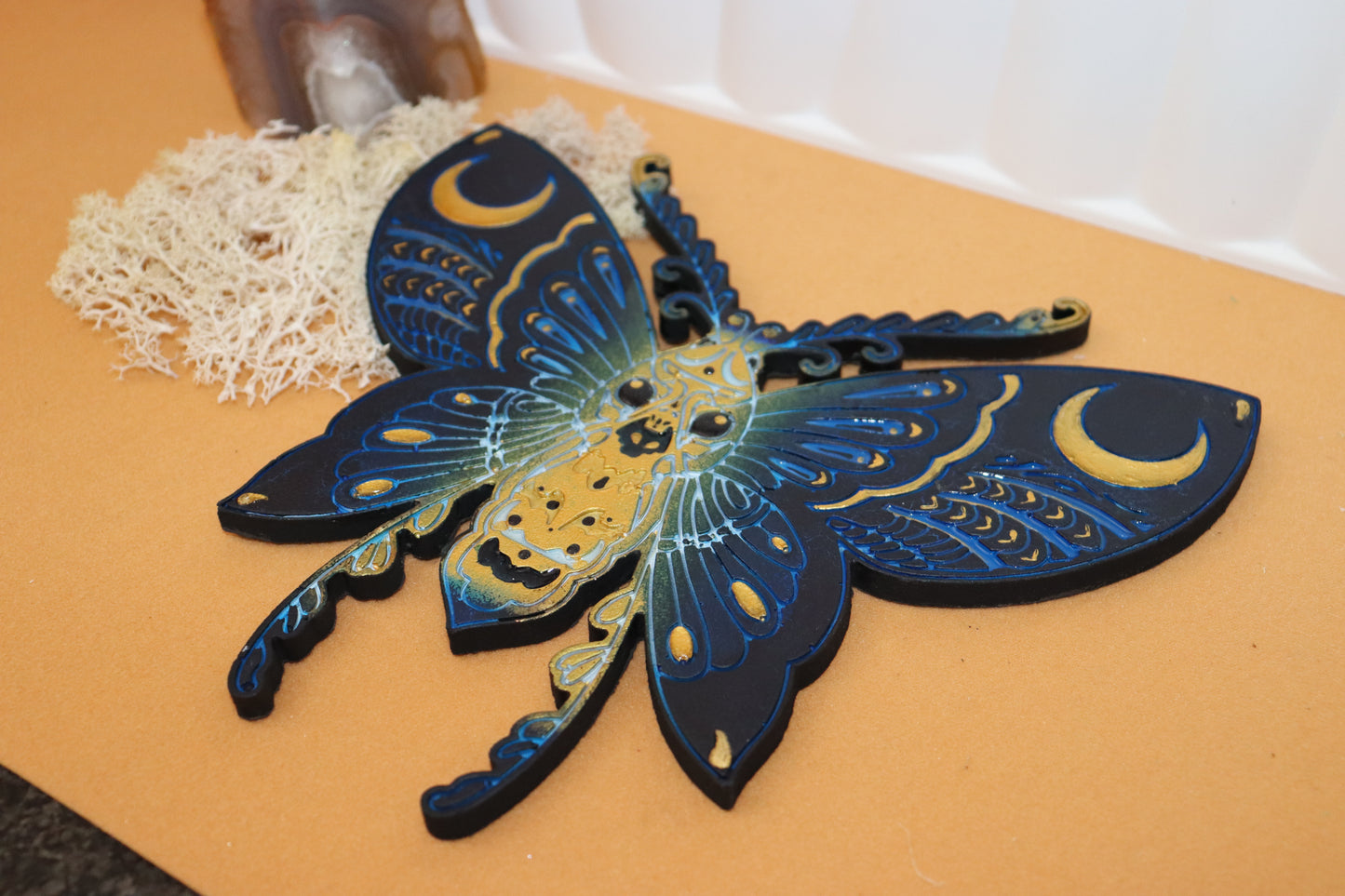 Wanddekoration XL , Blaue Motte - Helena