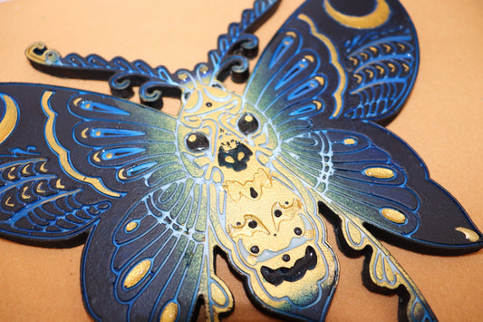 Wanddekoration XL , Blaue Motte - Helena